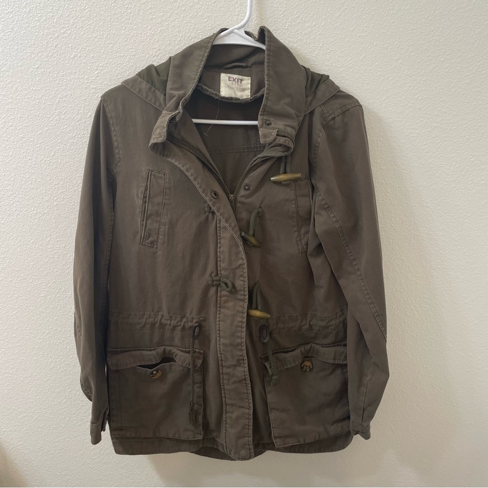 Exit military filed jacket olive green brown large